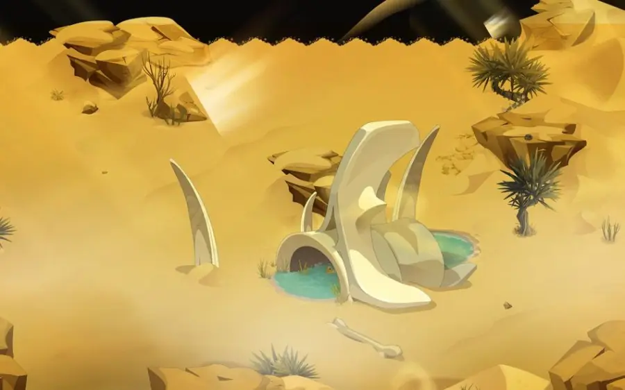 Fouiller le premier tas d'os, en [18,-59] (Dunes des ossements)