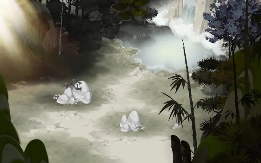 Entrer dans la caverne cachée, en [21,-33] (Jardin secret de Pandala)