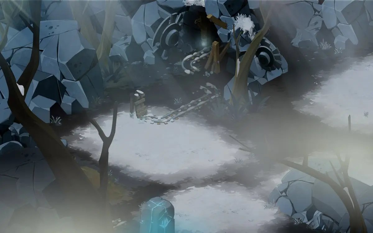 Donjon de la mine de Sakaï : l'entrée du donjon, en [-52,-45] (Forêt enneigée)